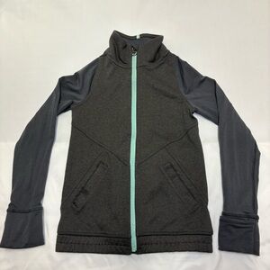 Ivivva Wool Blend Track Jacket Fold Over Cuffs Thumbholes Girls 7 Lululemon Grey